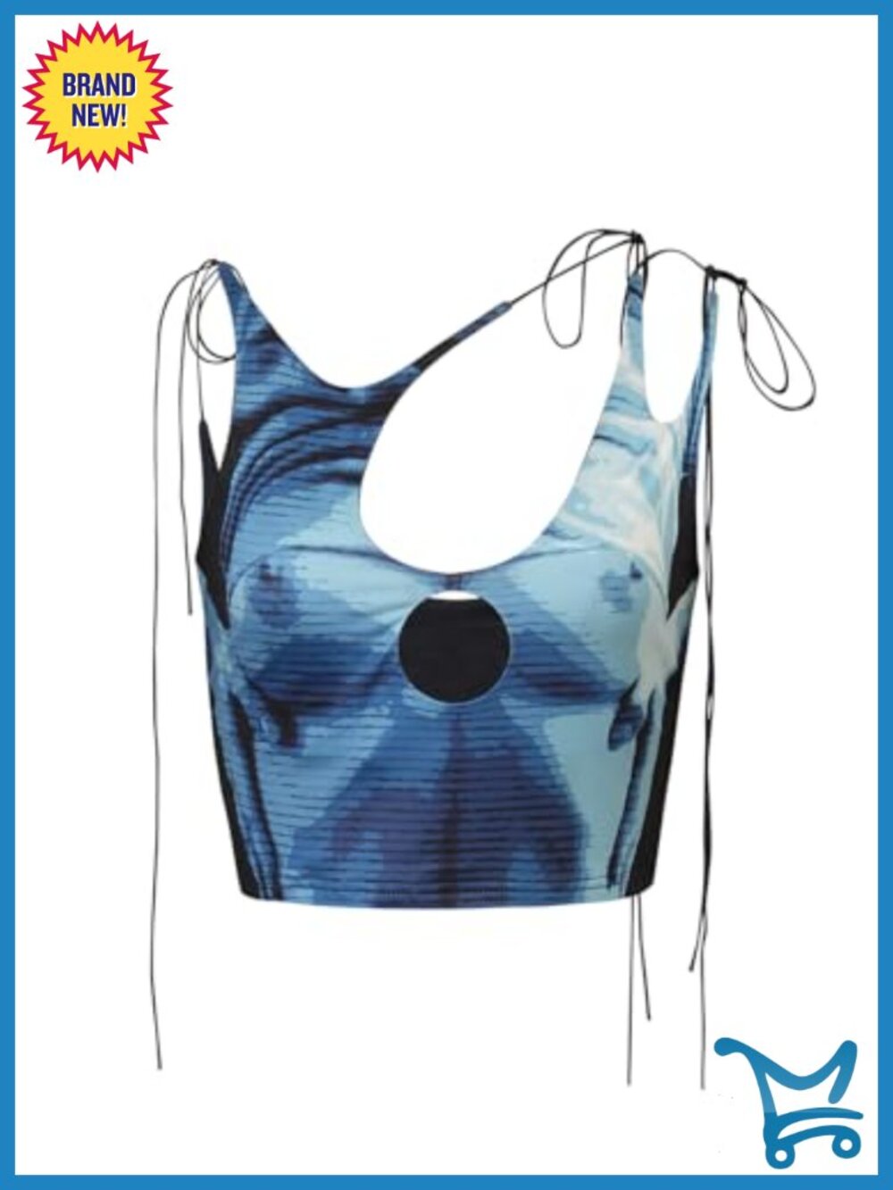 Women's Y2K Halter Crop Tank Top Sleeveless 3D Body Print Rave Party Club
